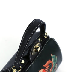 Colorful Fish Pattern Leather Carving Pattern Handmade Crossbody Bag