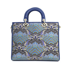 Handmade Embroidery Leather Tote Bag - Ocean