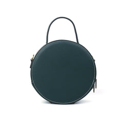 Round Girl Leather Craving Pattern Handmade Crossbody Bag