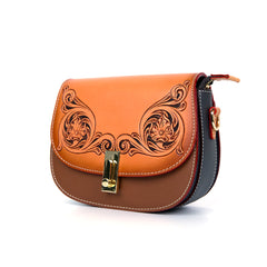 Handmade Flower Vine Carving Crossbody Bag