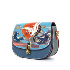 Handmade Crane Carving Crossbody Bag