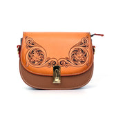 Handmade Flower Vine Carving Crossbody Bag
