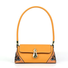 Flower Leather Carving Pattern Handmade Shoulder Bag