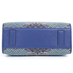 Handmade Embroidery Leather Tote Bag - Ocean