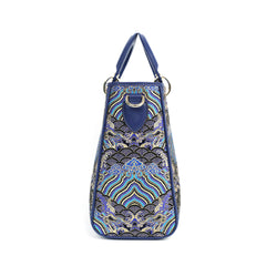 Handmade Embroidery Leather Tote Bag - Ocean