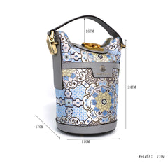 Handmade Embroidery Leather Bucket Bag