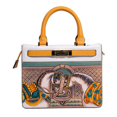Handmade Horse Carving Crossbody Top Handle Bag