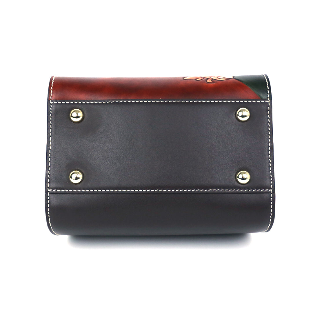 Colorful Fish Pattern Leather Carving Pattern Handmade Crossbody Bag