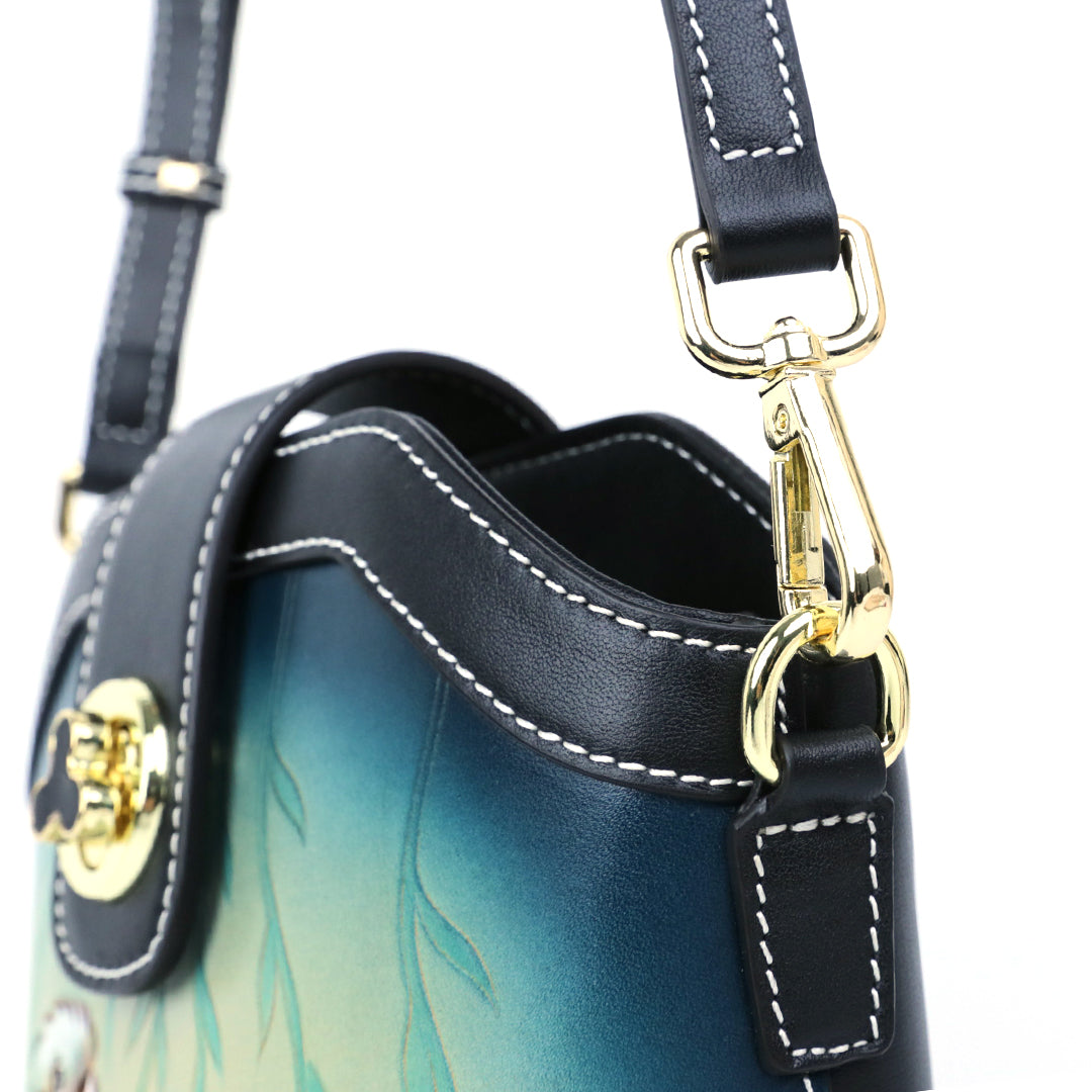 Parrot Leather Carving Pattern Handmade Crossbody Bag