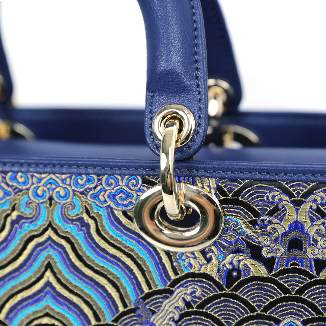 Handmade Embroidery Leather Tote Bag - Ocean