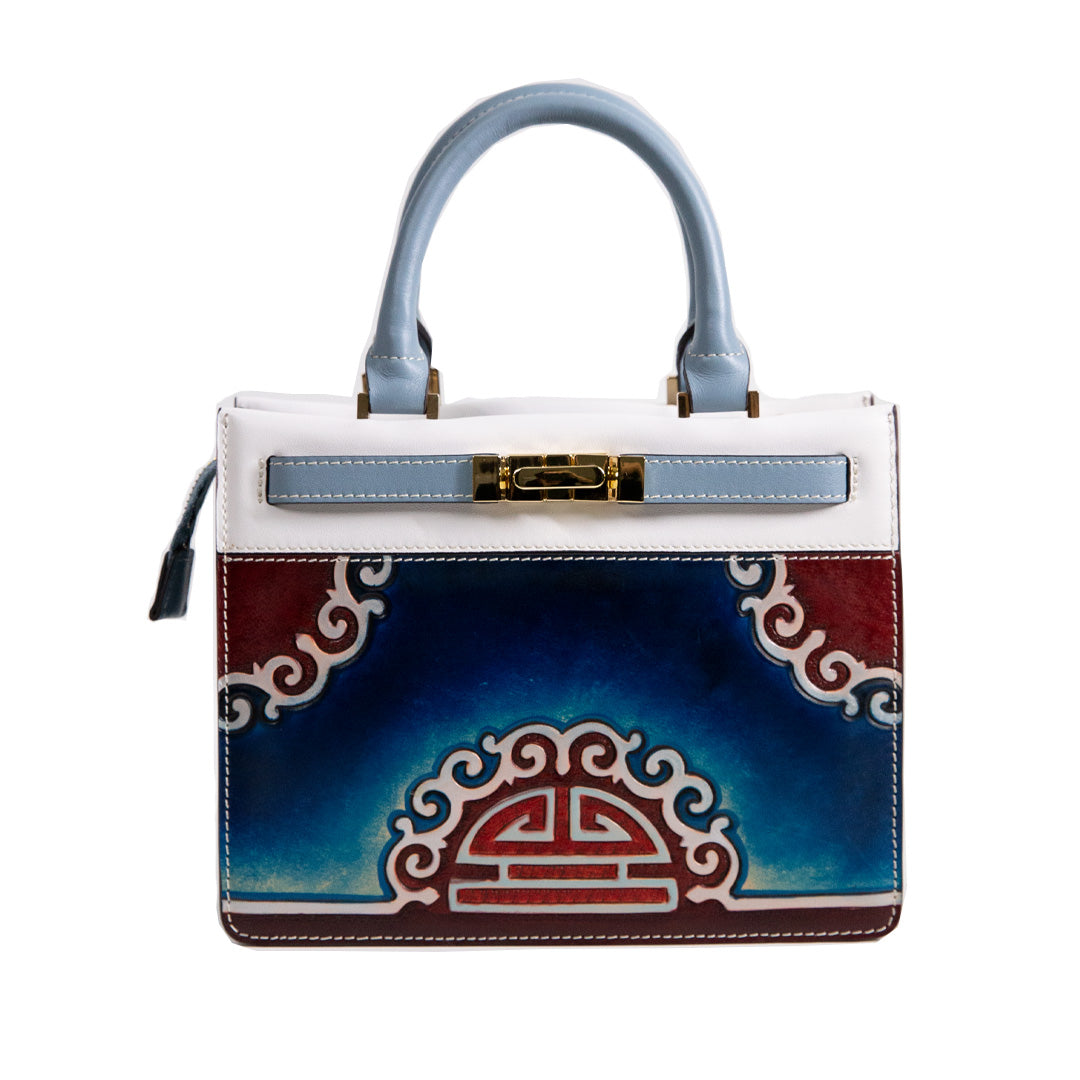 Handmade Classicism Carving Crossbody Top Handle Bag