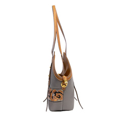 Cordate Handmade Leather Carving Bag Grey Women Fashion Bag